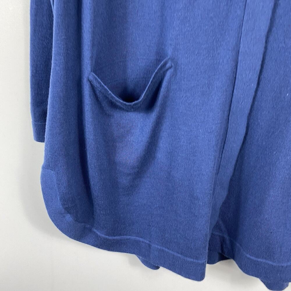 J. Jill Cardigan Sweater XL Blue Wool Blend Longline Pockets Button Front - Picture 4 of 8